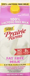 Prairie Farms Fat Free Extra Calcium 100% Lactose Free Milk 0.5 gl Carton