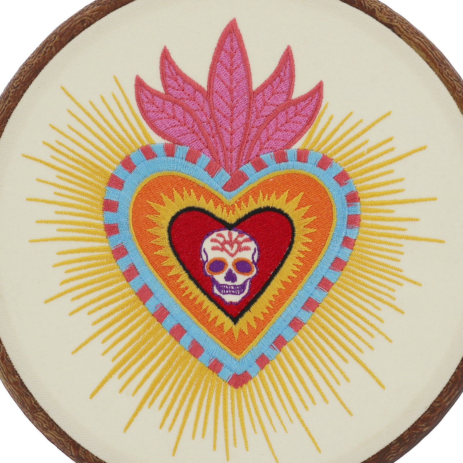 slide 2 of 3, 9.75" Day Of The Dead Sacred Heart Wall Decor In Embroidery Hoop By Ashland, 8.5 in x 9.75 in x 0.38 in