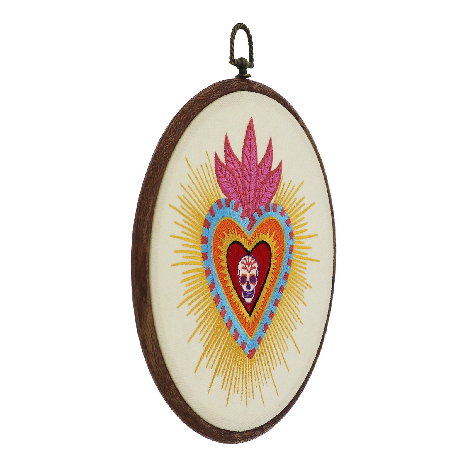 slide 3 of 3, 9.75" Day Of The Dead Sacred Heart Wall Decor In Embroidery Hoop By Ashland, 8.5 in x 9.75 in x 0.38 in