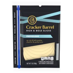 Cracker Barrel Provolone Cheese Slices, 12 ct - 7.0 oz Zip Pak