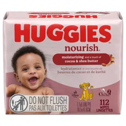 Huggies Nourish Scented Baby Wipes, 2 Push Button Packs (112 Wipes Total)