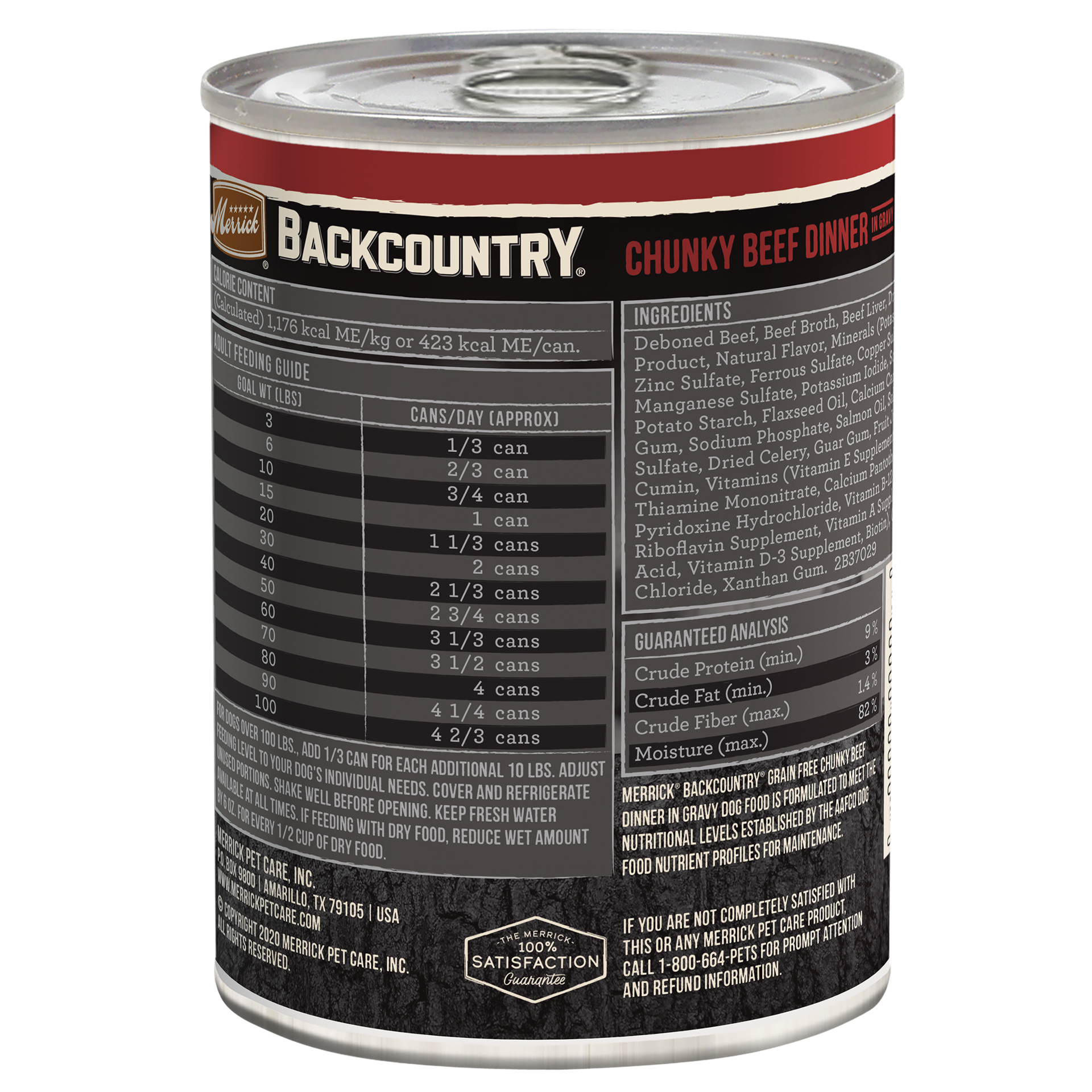 slide 4 of 4, Merrick Backcountry Grain Free Wet Dog Food Chunky Beef Dinner in Gravy - 12.7 oz Can, 12.7 oz