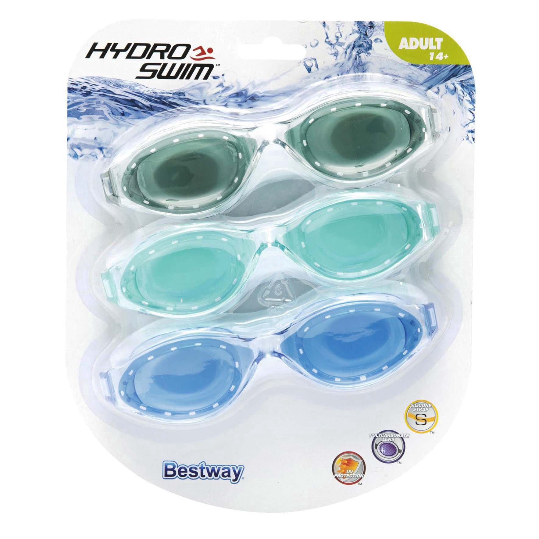 slide 1 of 1, Hydro-Swim IX-1400 Adult Swim Goggles, 3 ct