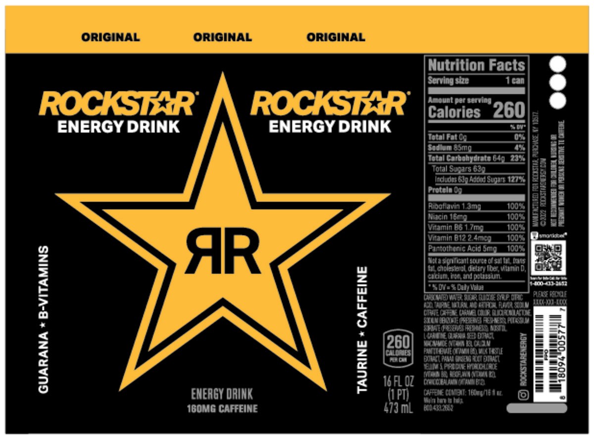 slide 7 of 9, Rockstar Energy Drink Original 16 Fl Oz Can, 16 fl oz