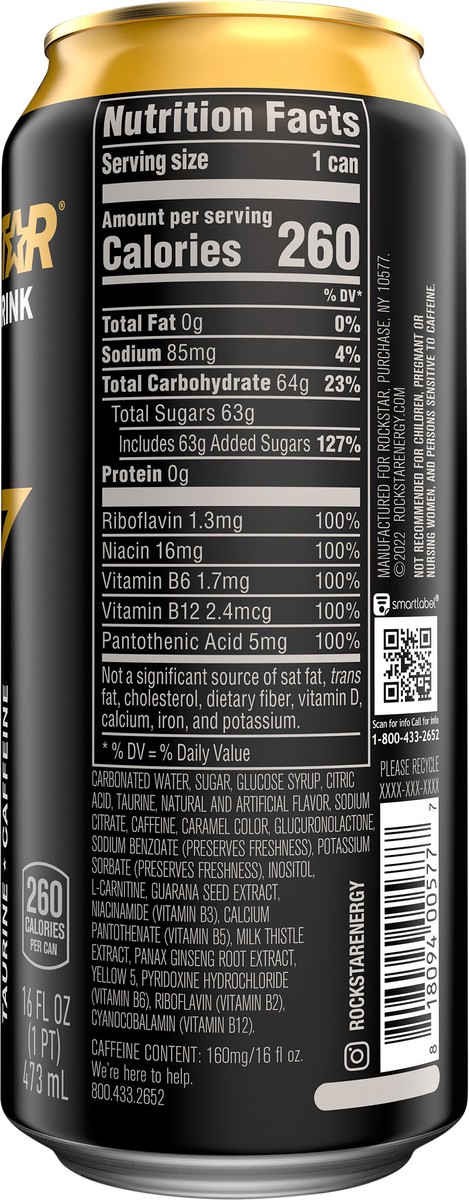 slide 8 of 9, Rockstar Energy Drink Original 16 Fl Oz Can, 16 fl oz