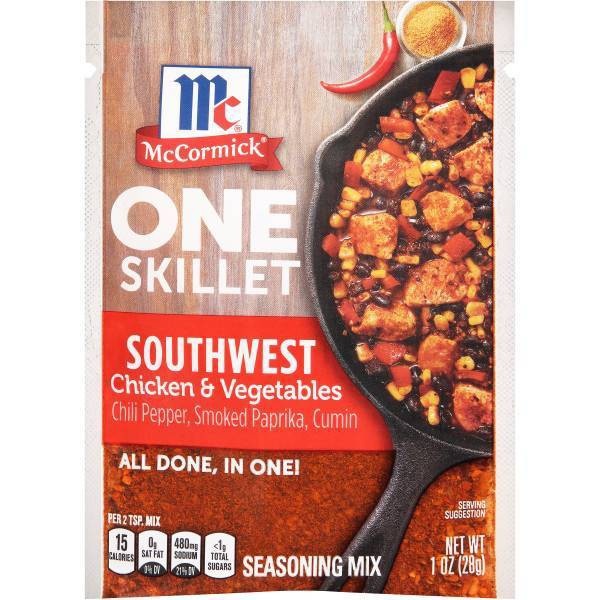 slide 1 of 1, McCormick One Skillet Southwest Chicken & Vegetables Seasoning Mix, 1 oz