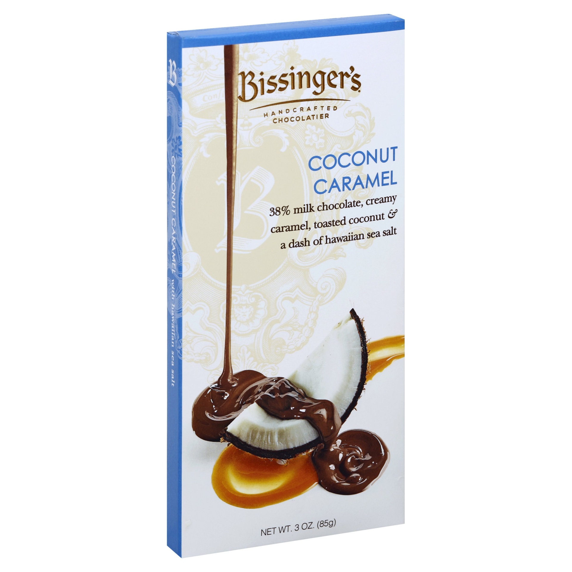 slide 1 of 1, Bissinger's Coconut Caramel Milk Chocolate Bar, 3 oz