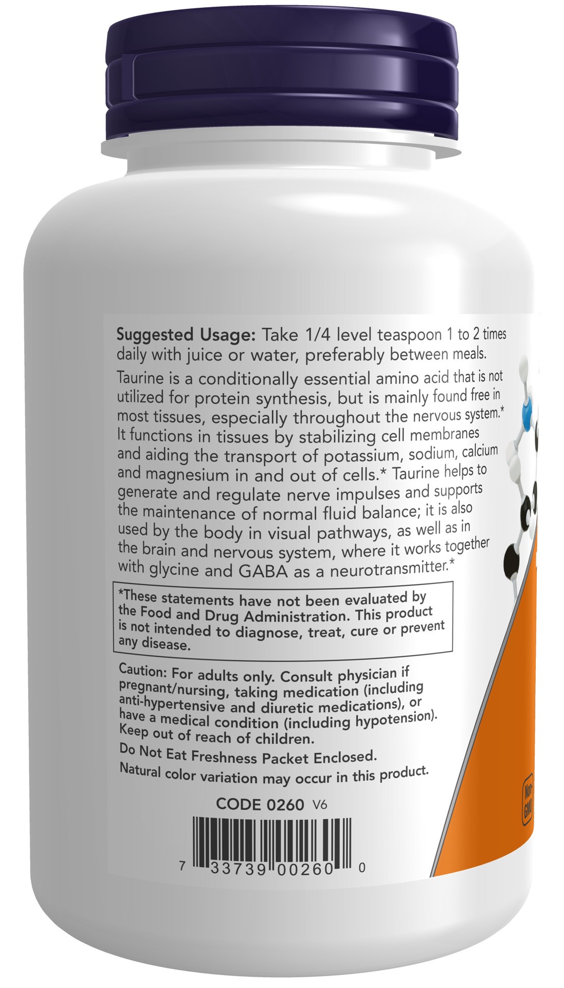 slide 4 of 4, NOW Taurine Pure Powder - 8 oz., 8 oz