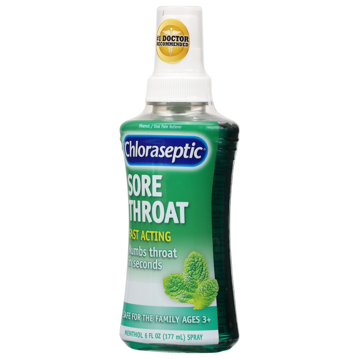 slide 10 of 10, Chloraseptic Sore Throat Spray, Menthol Flavor, 6 fl oz, 1 Pack, 1 ct
