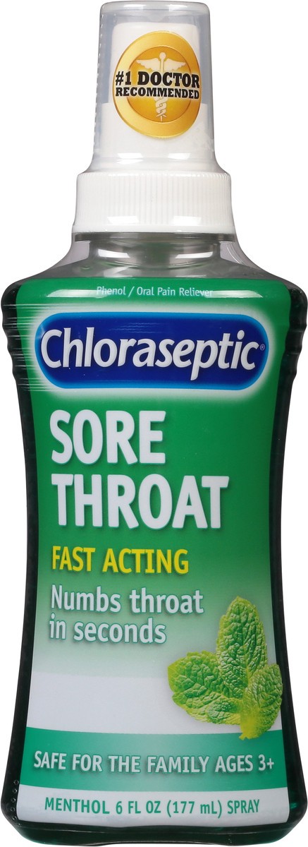 slide 3 of 10, Chloraseptic Sore Throat Spray, Menthol Flavor, 6 fl oz, 1 Pack, 1 ct