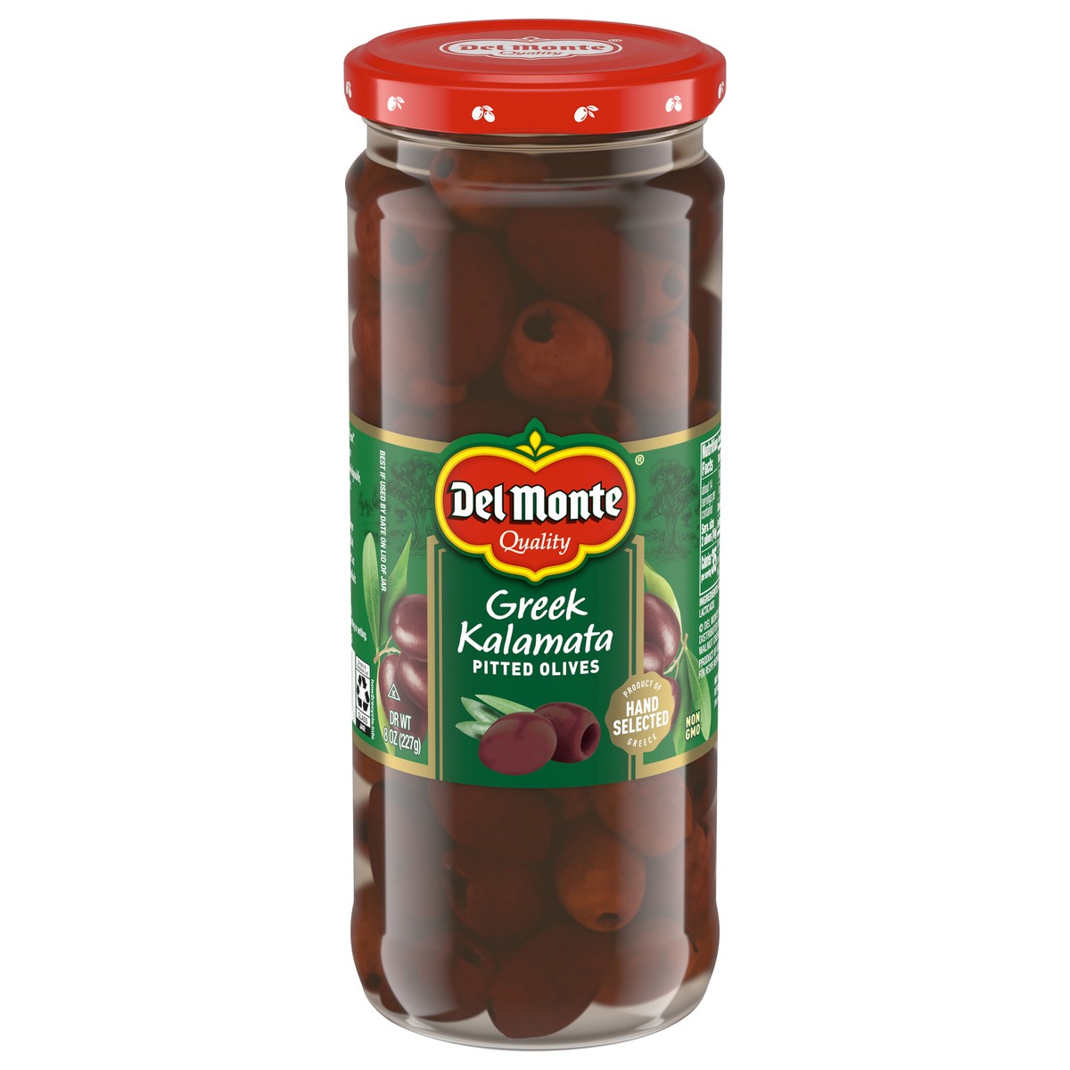 slide 1 of 15, Del Monte Greek Kalamata Pitted Olives, 8 oz Jar, 8 oz