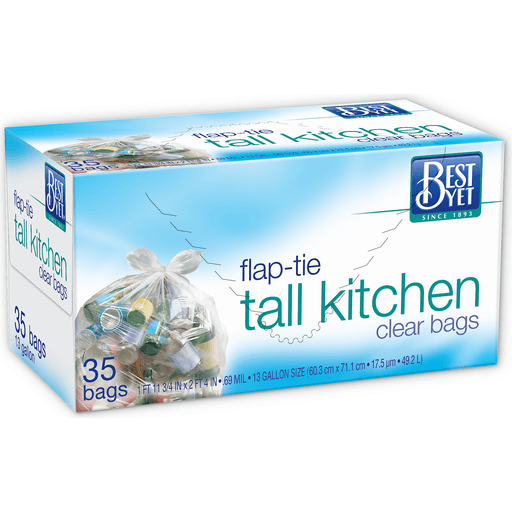 slide 1 of 2, Best Yet Tall Kitchen Flap Top Bags, 35 ct