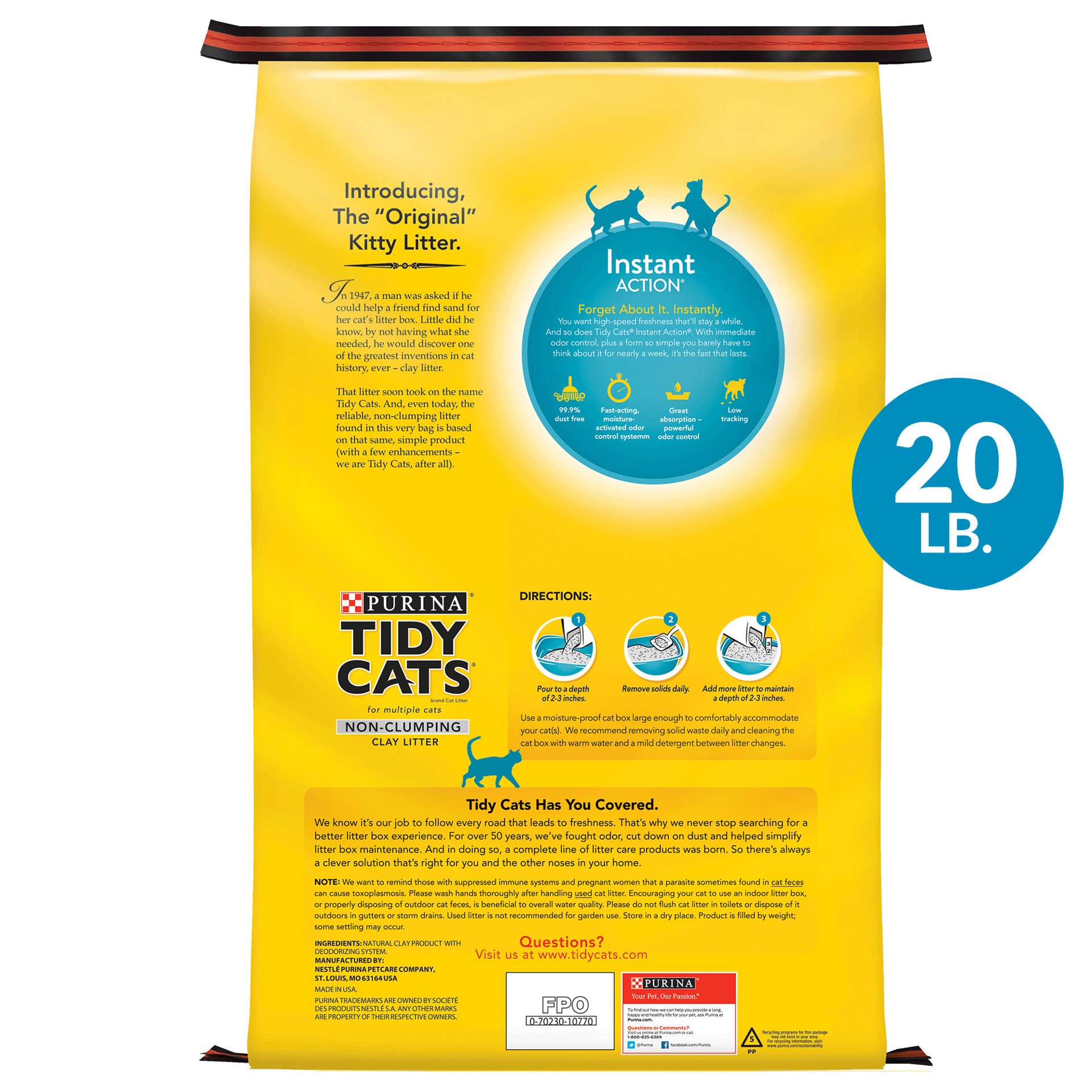 slide 7 of 7, Tidy Cats Purina Tidy Cats Non Clumping Cat Litter, Instant Action Low Tracking Cat Litter, 20 lb