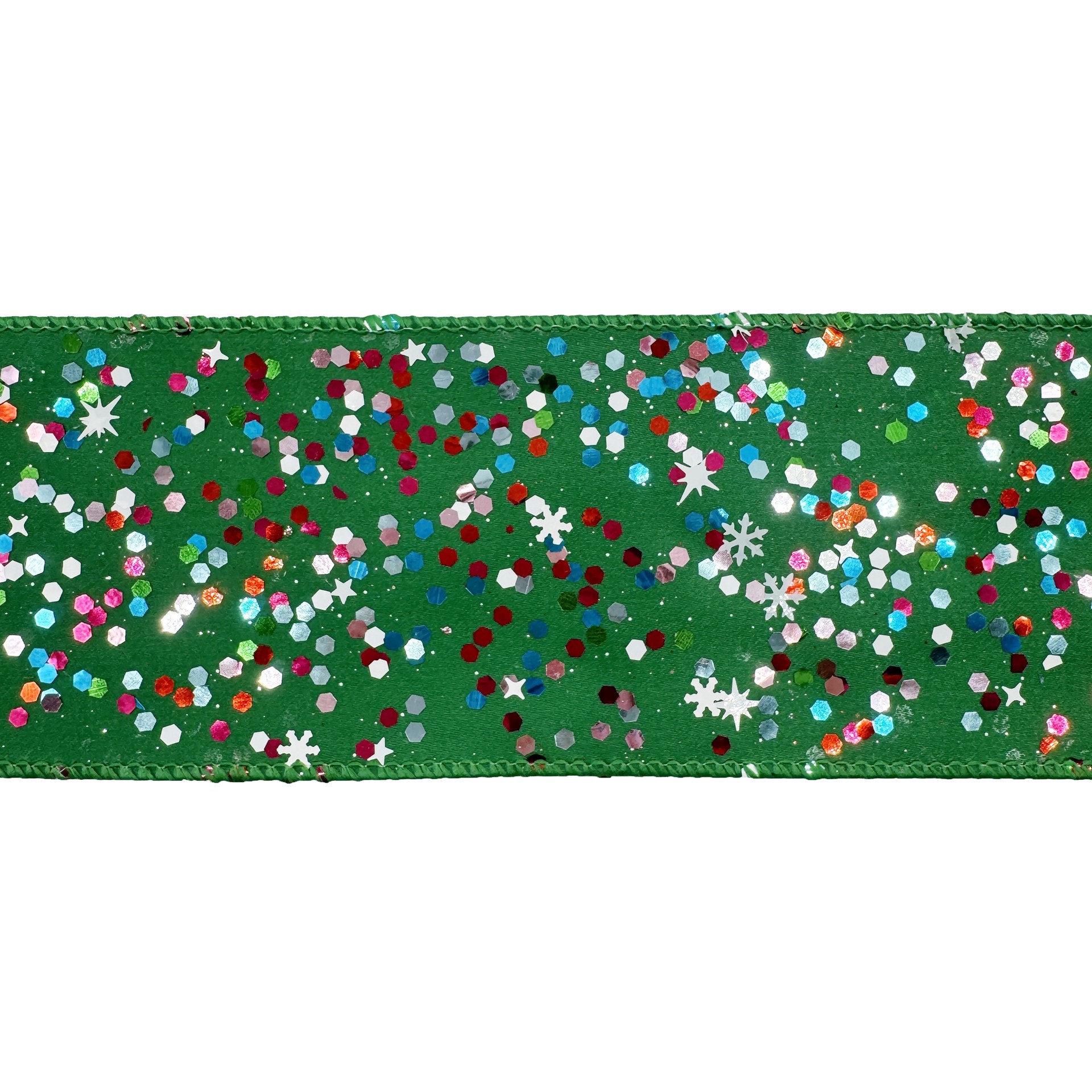 slide 2 of 3, 2.5" 20ft. Green Confetti Wired Glitter Ribbon By Celebrate It, 2.5 in x 20 ft