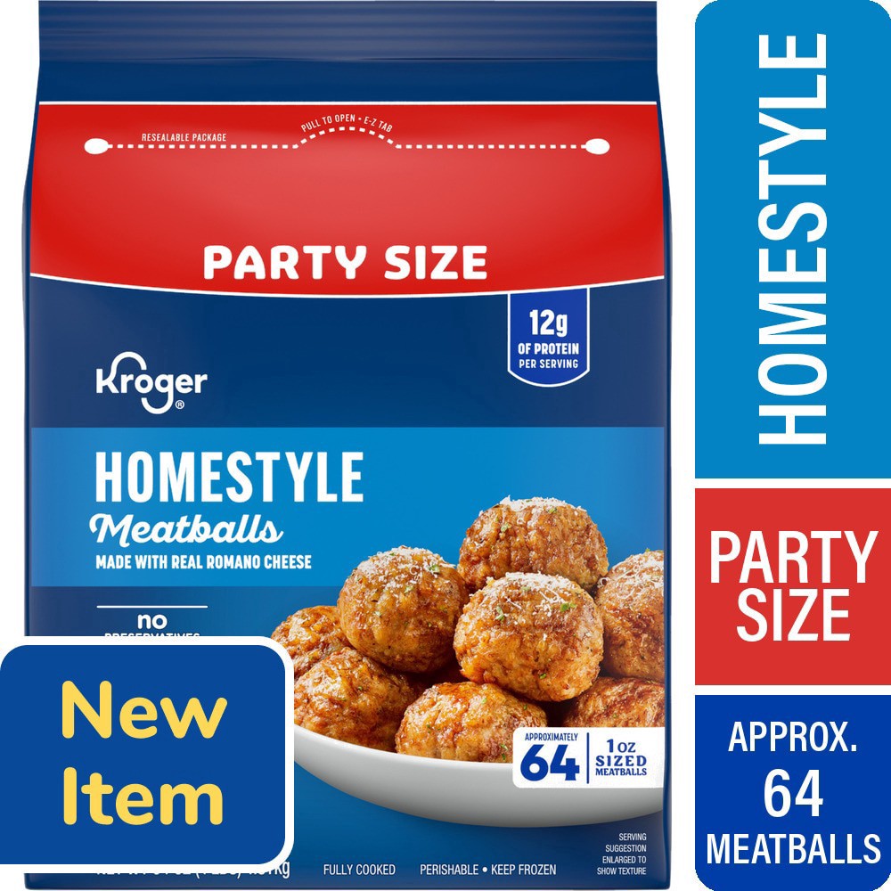 slide 1 of 1, Kroger® Homestyle Meatballs Party Size, 4 lb