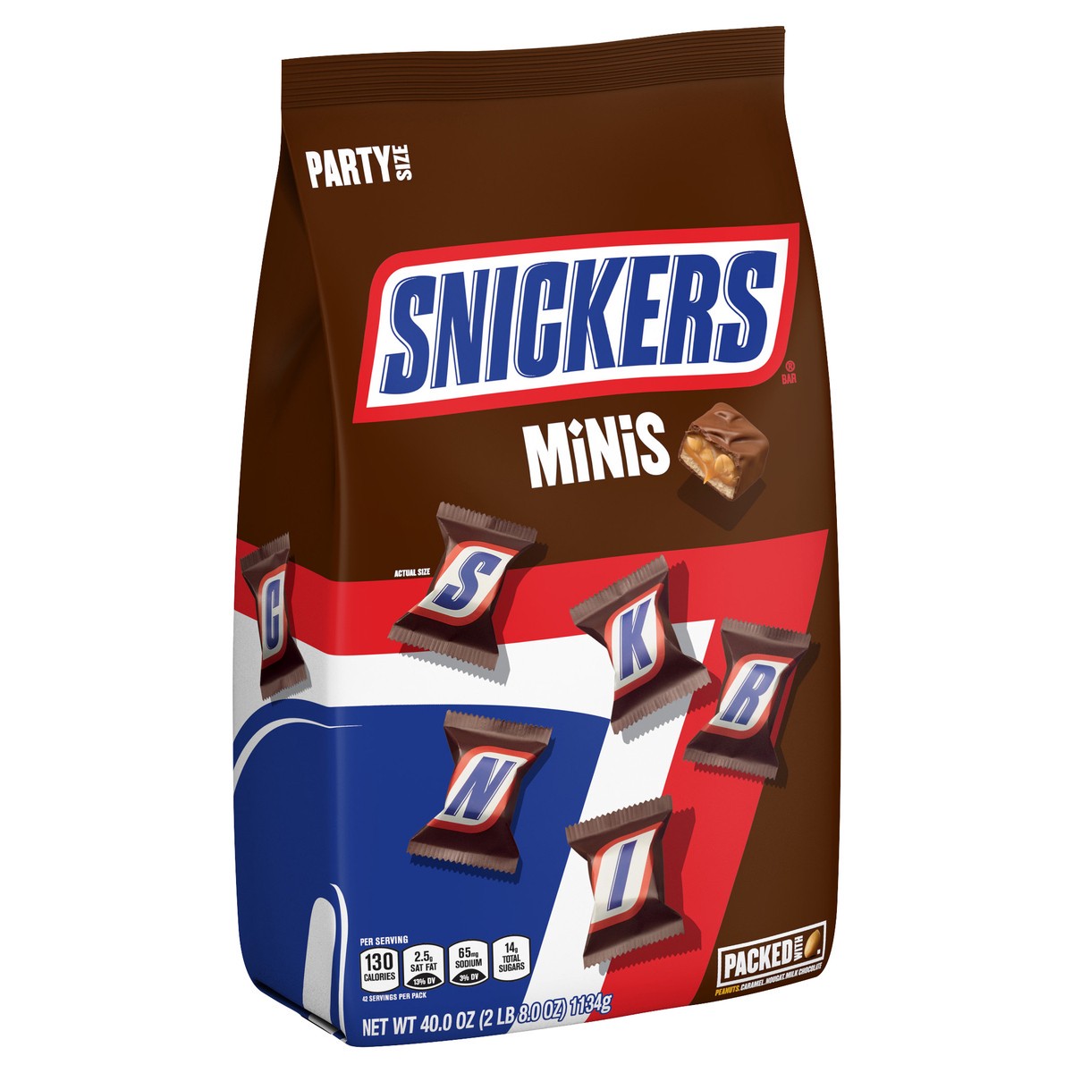 slide 3 of 9, Snickers Mini Size Milk Chocolate Candy Bars, 40 oz Bag, 40 oz