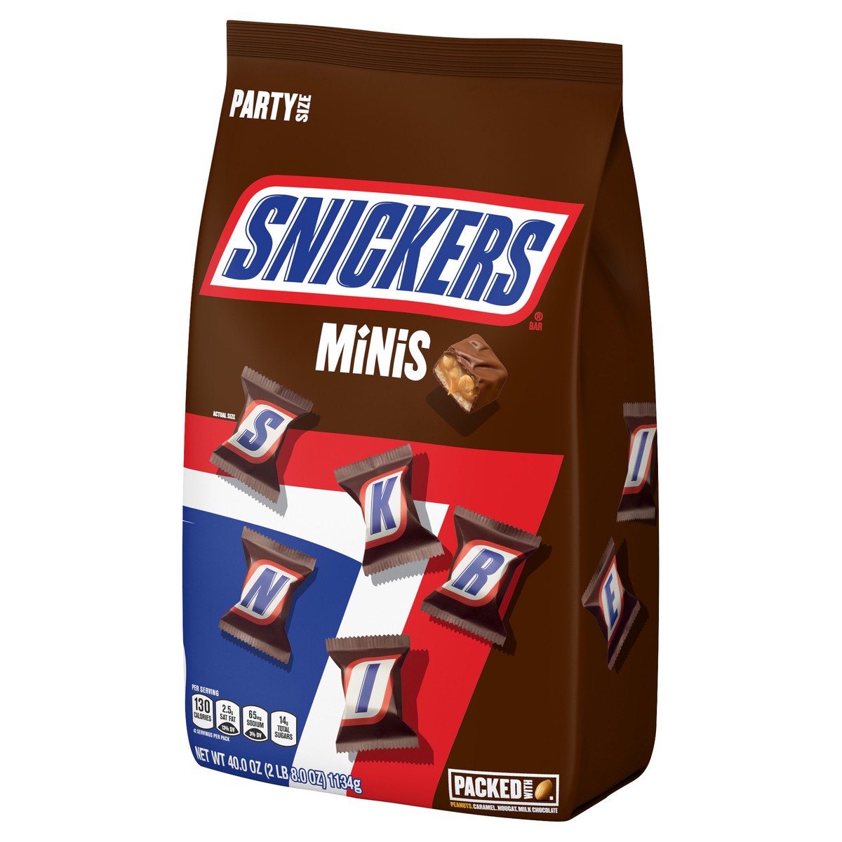 slide 6 of 9, Snickers Mini Size Milk Chocolate Candy Bars, 40 oz Bag, 40 oz