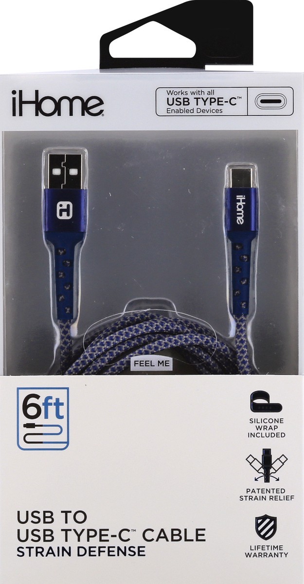 slide 8 of 11, iHome 6 Feet USB to USB Type-C Strain Defense Cable 1 ea, 1 ct