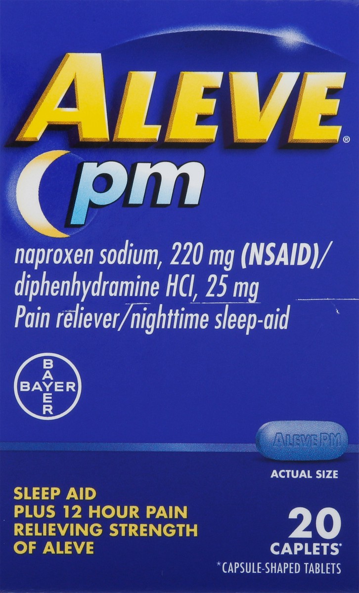 slide 4 of 9, Aleve PM Pain Reliever/Nighttime Sleep-Aid 20 Caplets, 20 ct