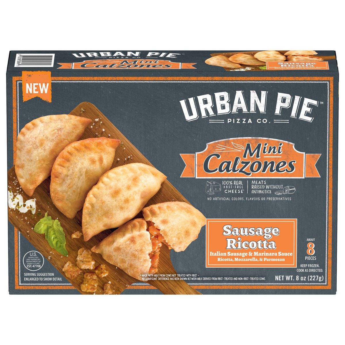 slide 4 of 15, Urban Pie Pizza Co. Mini Sausage Ricotta Calzones 8 oz, 8 oz