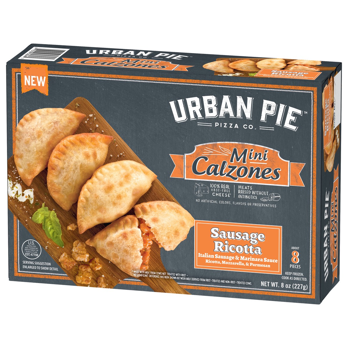 slide 13 of 15, Urban Pie Pizza Co. Mini Sausage Ricotta Calzones 8 oz, 8 oz