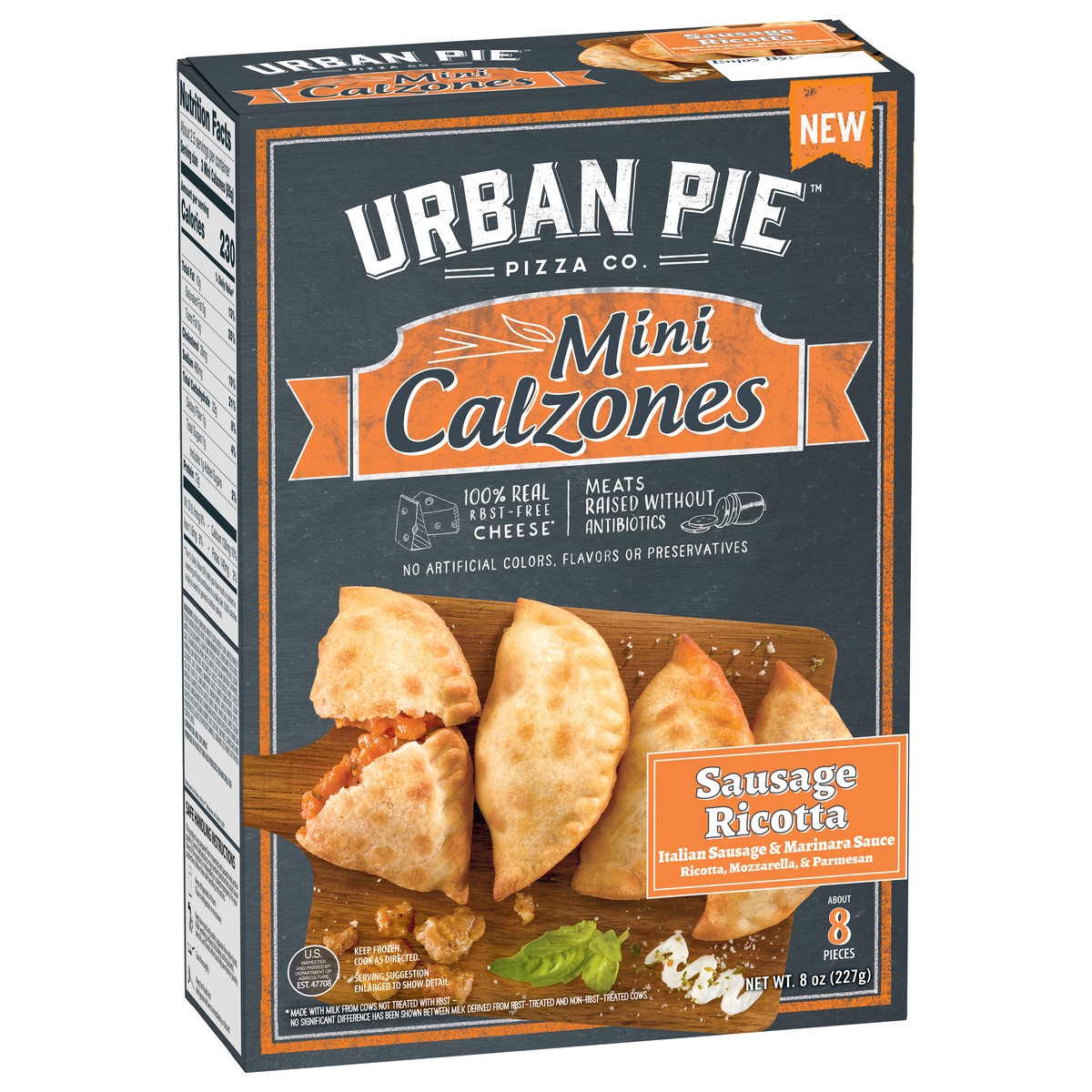 slide 7 of 15, Urban Pie Pizza Co. Mini Sausage Ricotta Calzones 8 oz, 8 oz