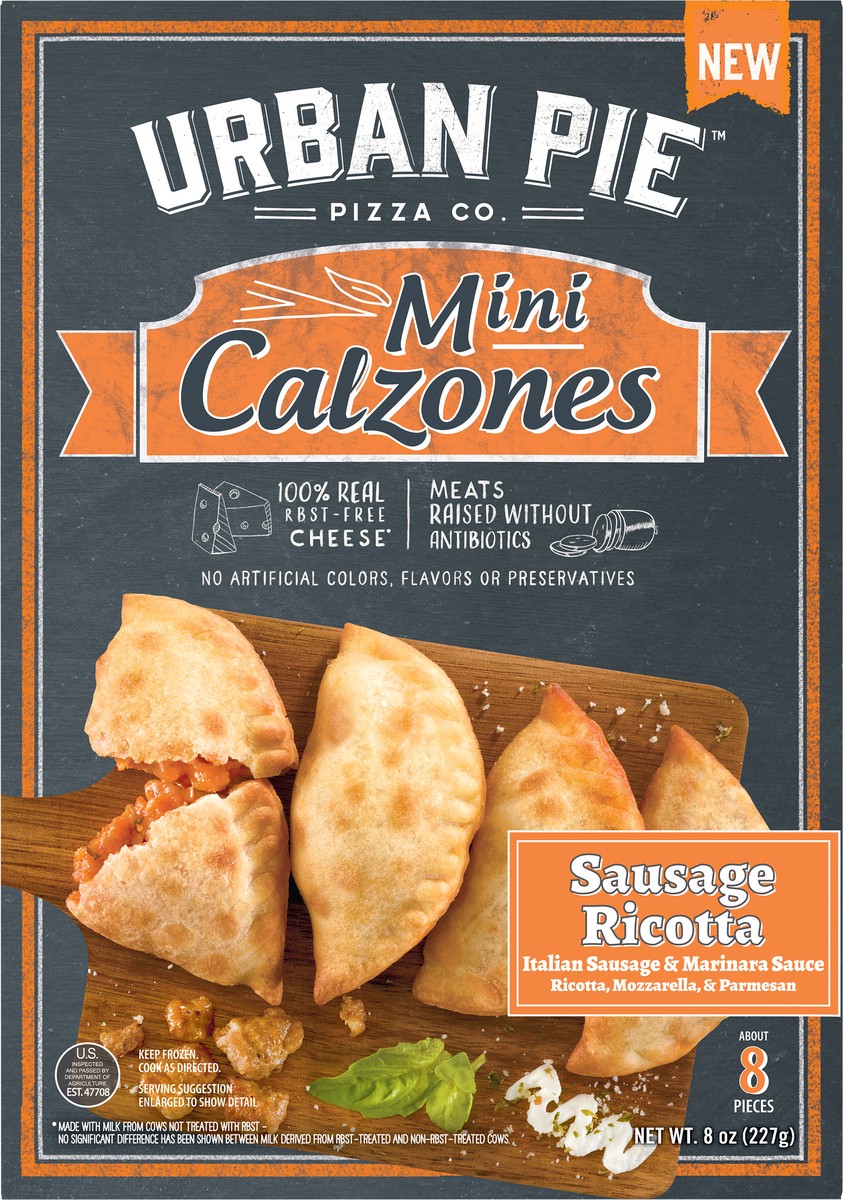 slide 12 of 15, Urban Pie Pizza Co. Mini Sausage Ricotta Calzones 8 oz, 8 oz