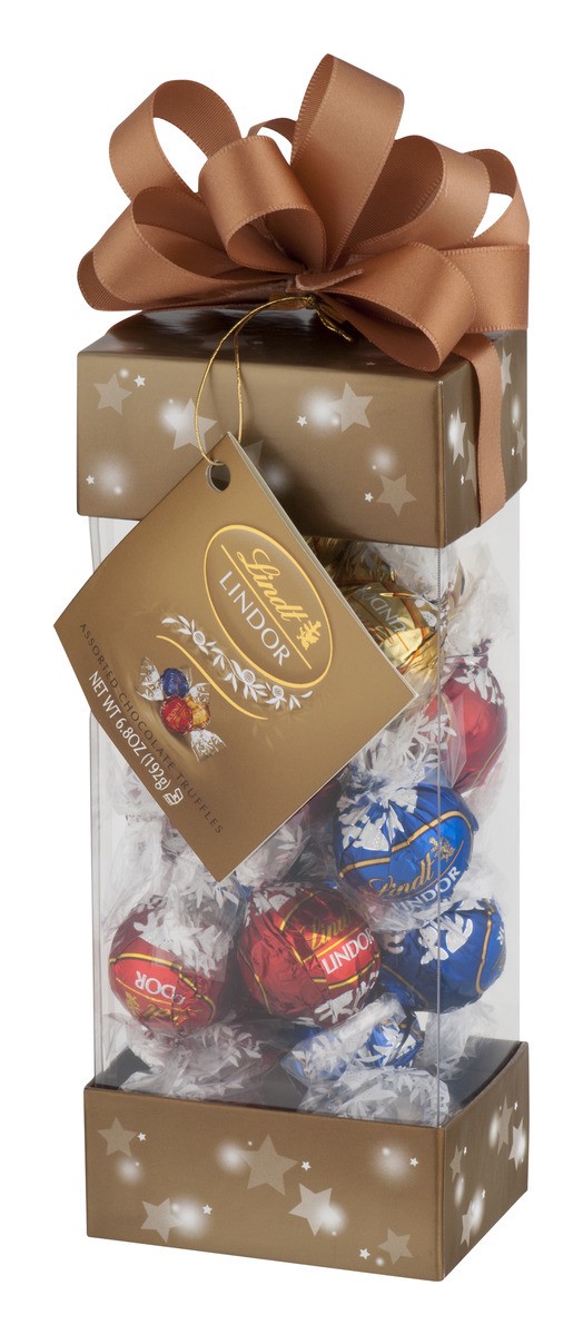 slide 9 of 9, Lindt Lindor Assorted Truffles In Holiday Box, 6.8 oz