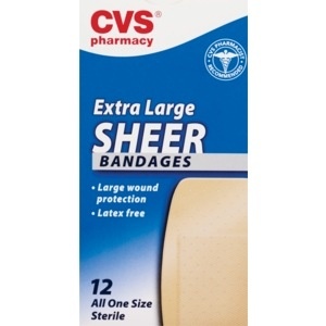 slide 1 of 1, CVS Health Sheer Bandages, Extra Large, 12 ct