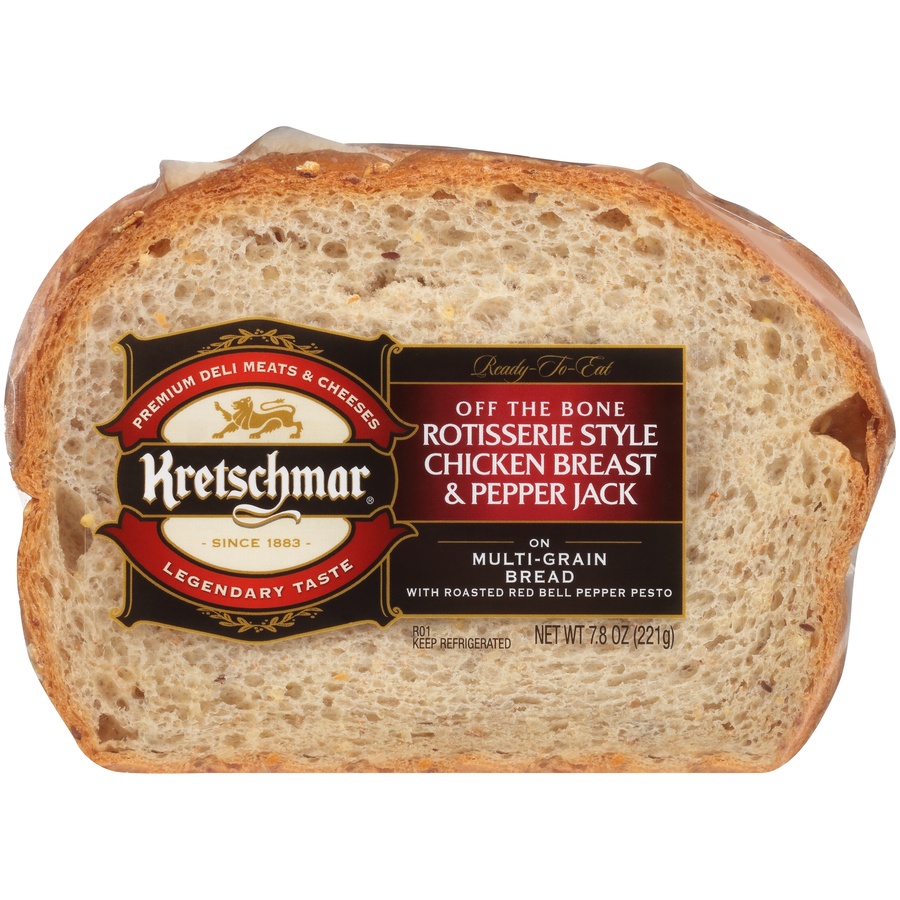 slide 1 of 1, Kretschmar Rotisserie Style Chicken Breast & Pepper Jack Sandwich, 7.8 oz