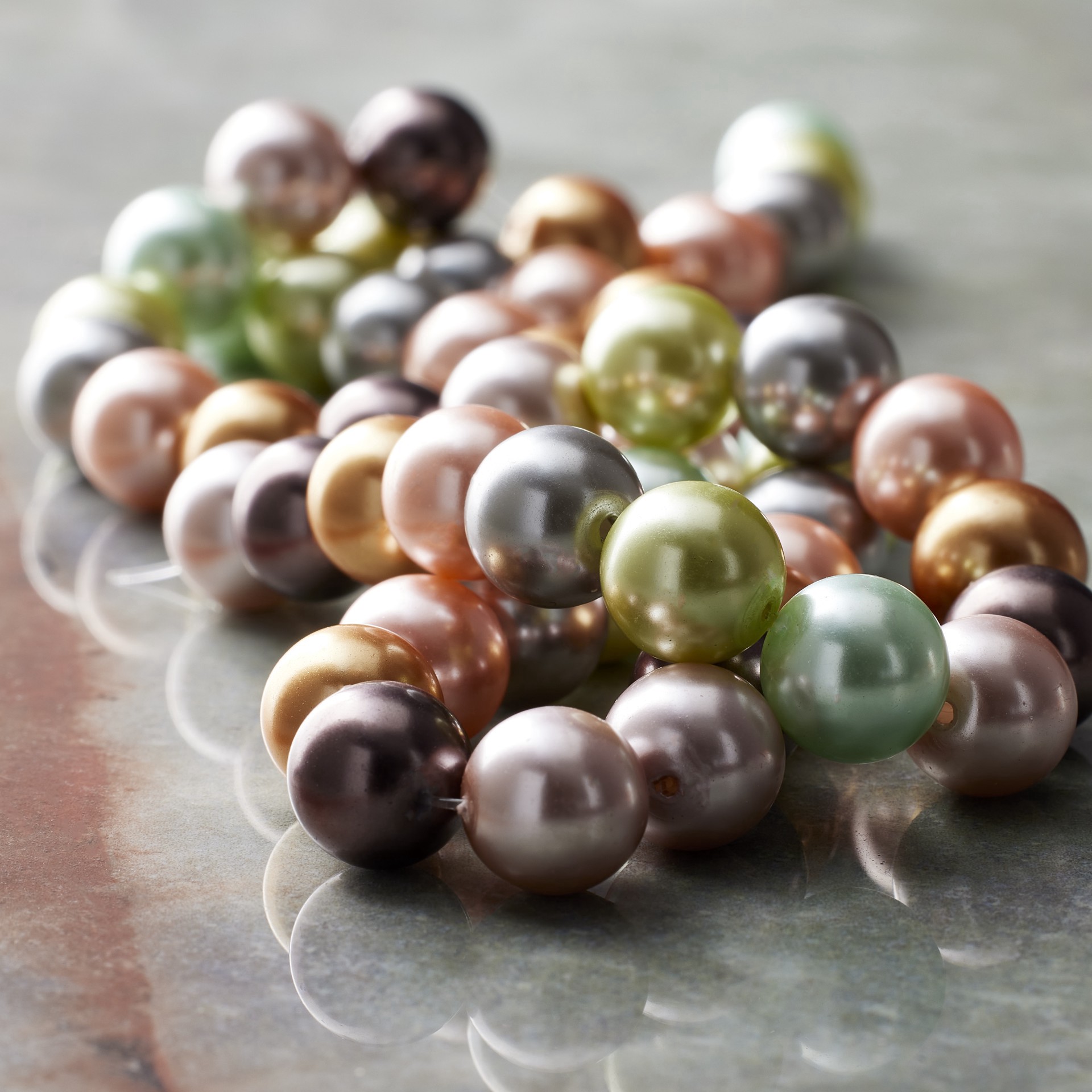 slide 2 of 3, Multicolored Glass Pearl Beads, 10mm By Bead Landing, 10mm