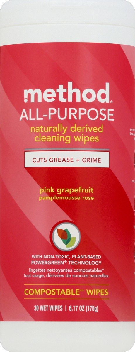 slide 5 of 6, method All-Purpose Cleaning Wipes, Pink Grapefruit, 30 ct; 6.17 oz