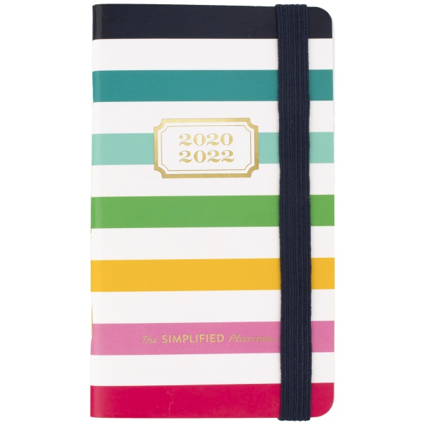 slide 1 of 4, At-A-Glance Emily Ley Simplified Happy Stripe Academic 24-Month Planner, 3-1/2'' X 6'', Multicolor, July 2020 To June 2022, El400-021A, 1 ct