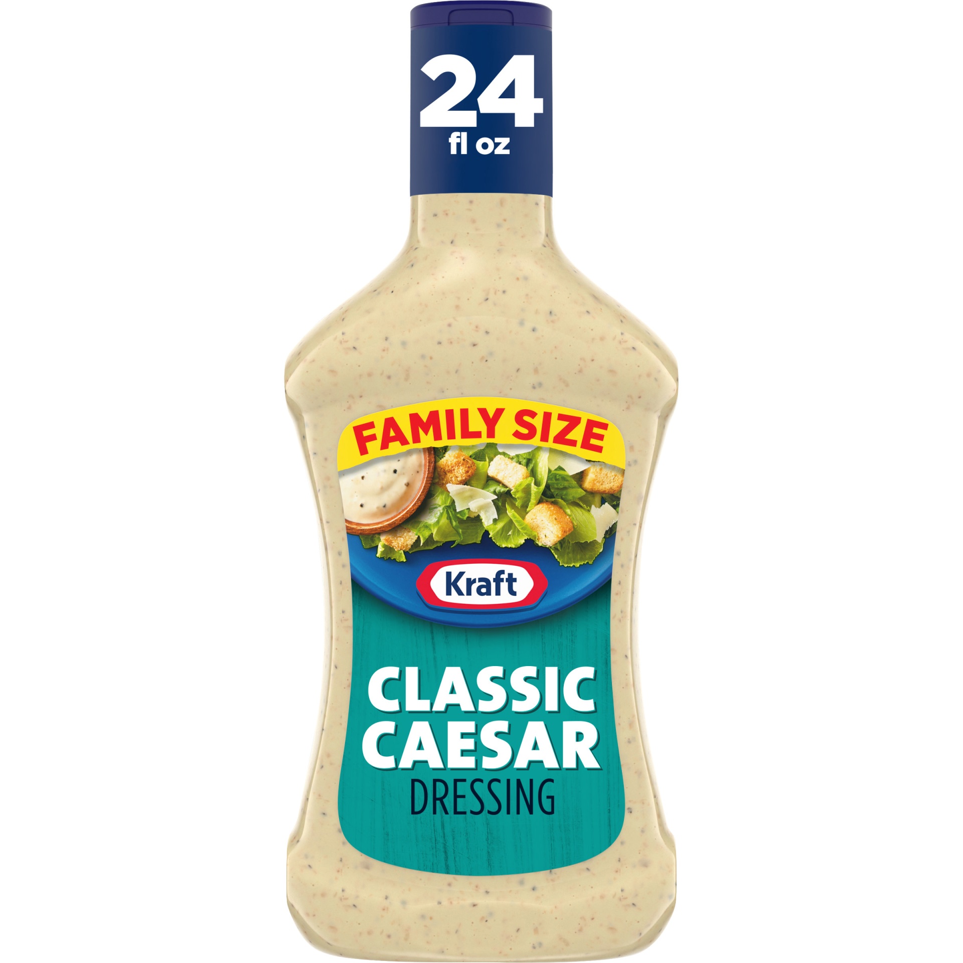 slide 1 of 6, Kraft Classic Caesar Salad Dressing Family Size Bottle, 24 fl oz