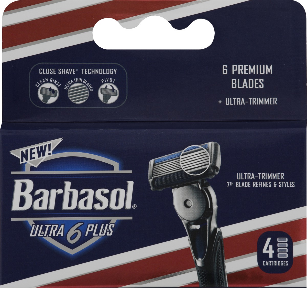 slide 5 of 6, Barbasol Ultra 6 Plus Men's Razor Cartridges, 4 ct