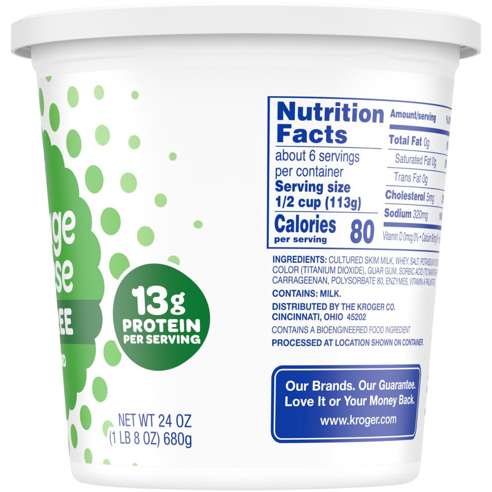 slide 3 of 5, Kroger Fat Free Small Curd Cottage Cheese, 24 oz