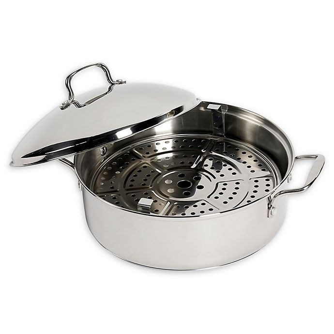 slide 1 of 5, SALT Stainless Steel Covered Braiser, 6 qt