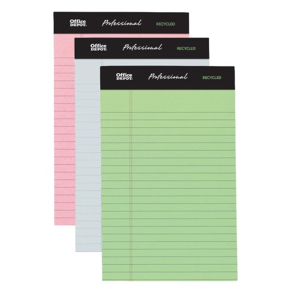 slide 1 of 4, Office Depot Brand Professional Legal Pad, 5'' X 8'', Assorted Colors, Narrow Ruled, 50 Sheets, 6 Pads/Pack, 50 ct