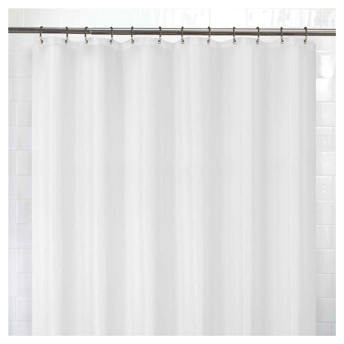 slide 1 of 1, Zenna Home Waterproof Striped Fabric Shower Curtain or Liner, White, 70 in x 72 in