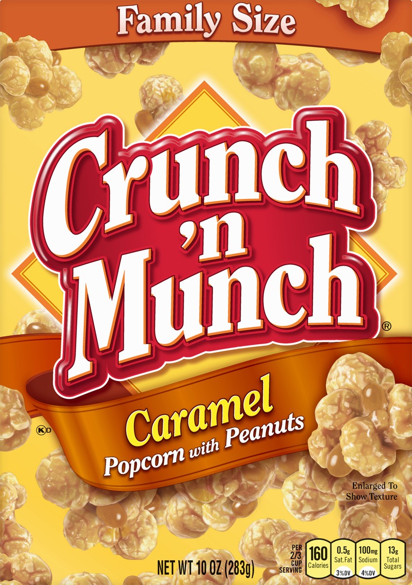 slide 1 of 5, Crunch 'n Munch Family Size Caramel Popcorn with Peanuts 10 oz, 10 oz