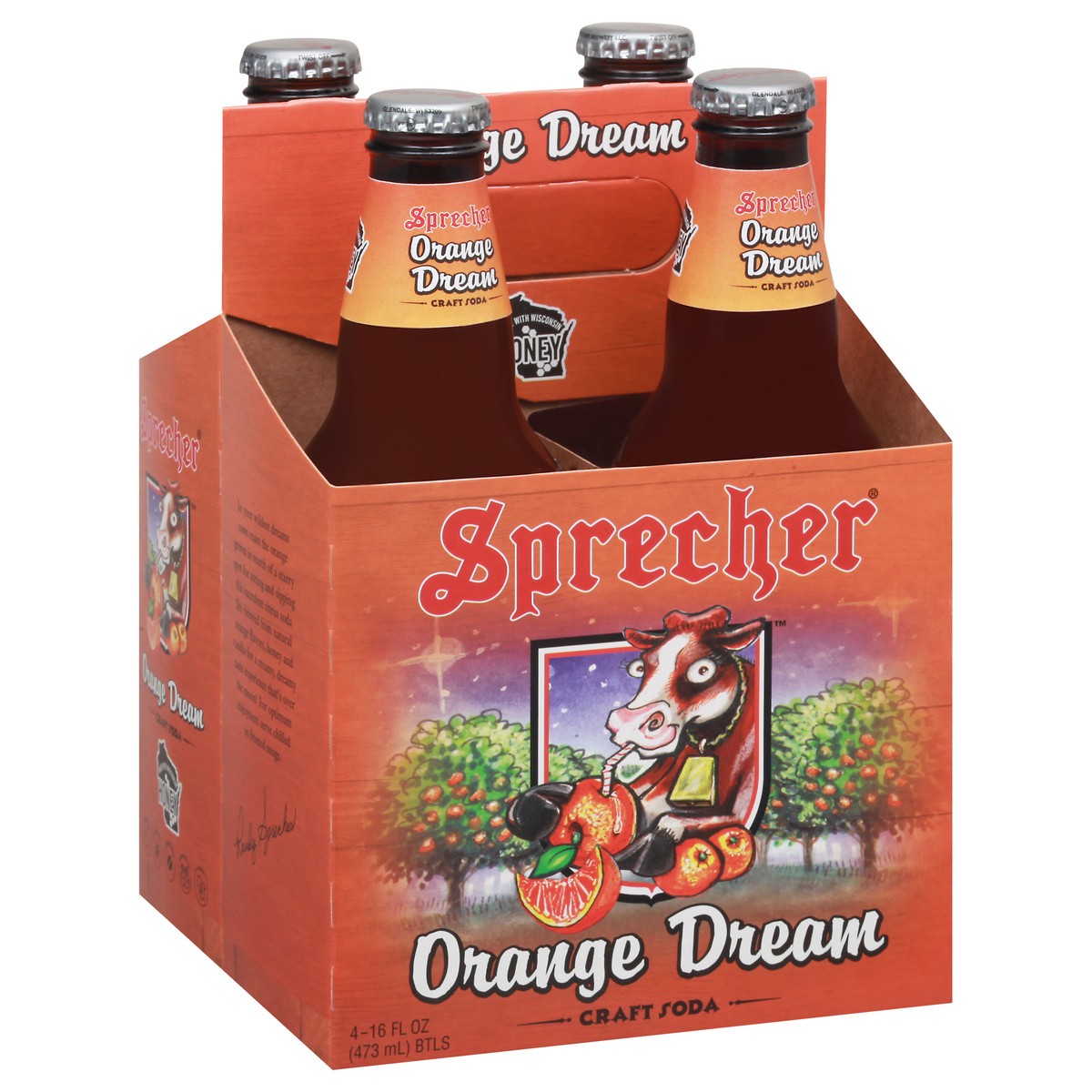 slide 2 of 9, Sprecher Orange Dream Craft Soda 4-16 fl oz Bottles, 4 ct