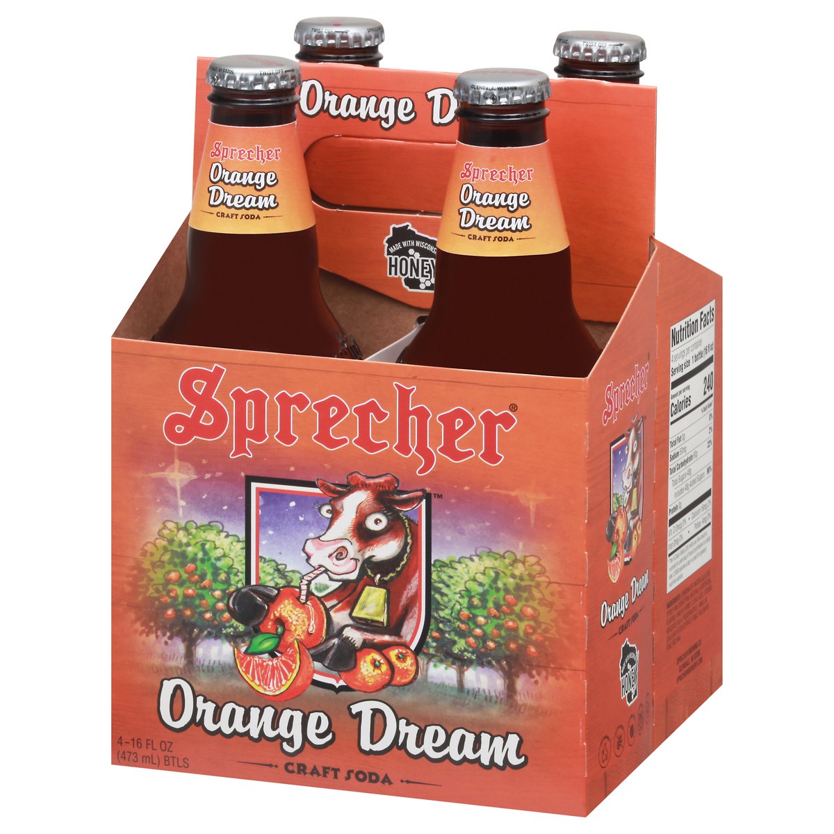 slide 3 of 9, Sprecher Orange Dream Craft Soda 4-16 fl oz Bottles, 4 ct