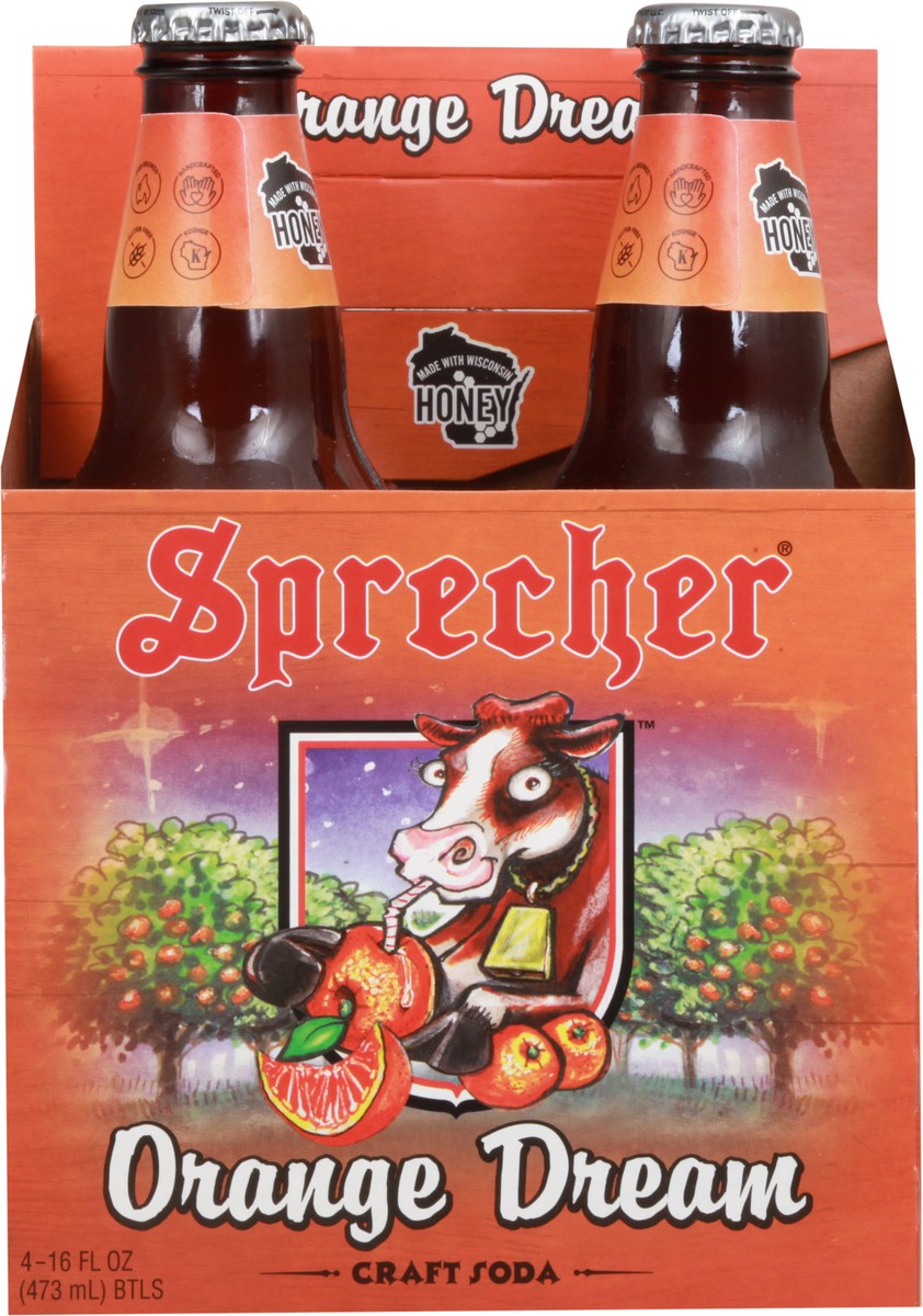 slide 5 of 9, Sprecher Orange Dream Craft Soda 4-16 fl oz Bottles, 4 ct