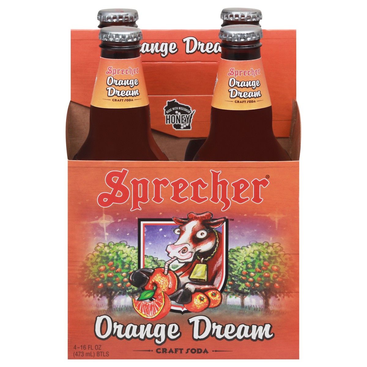 slide 1 of 9, Sprecher Orange Dream Craft Soda 4-16 fl oz Bottles, 4 ct