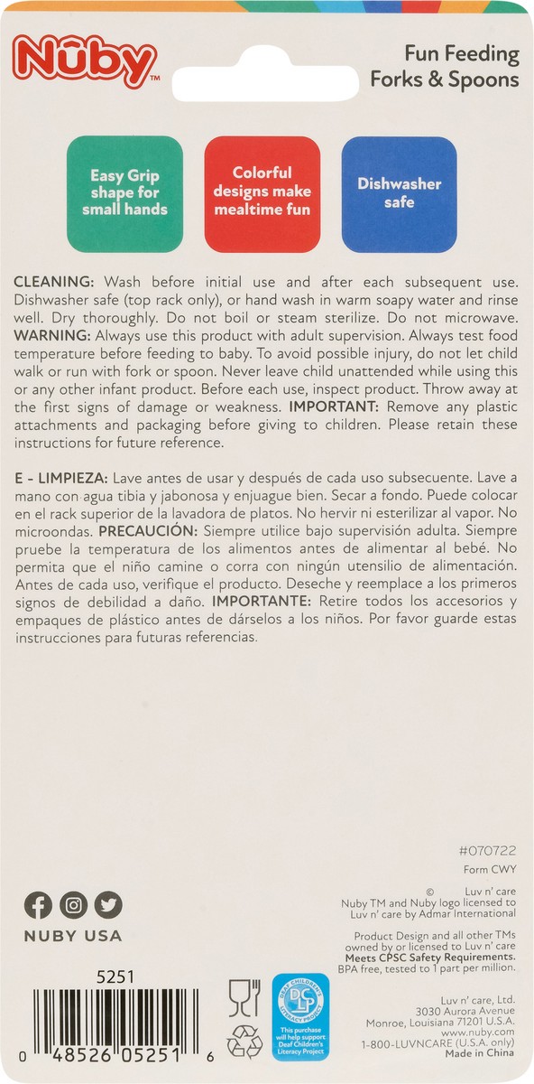 slide 9 of 10, Nuby Fork and Spoon Set, 4 ct