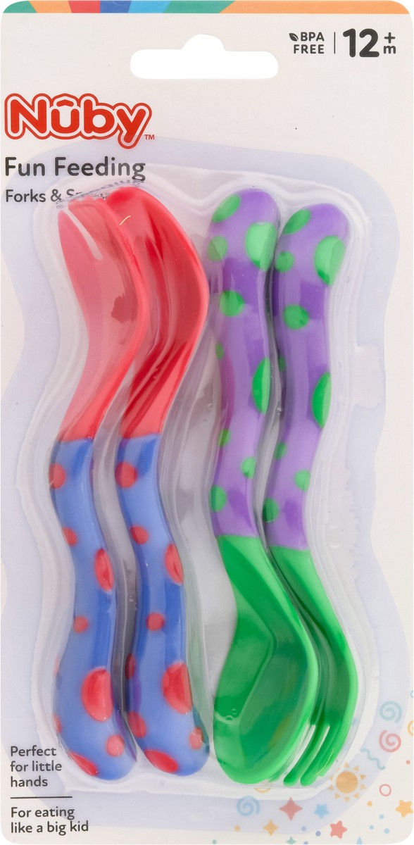 slide 7 of 10, Nuby Fork and Spoon Set, 4 ct