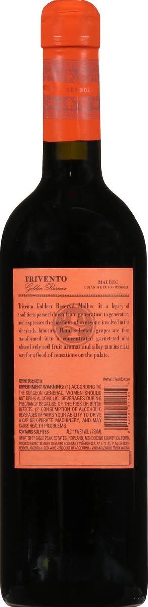 slide 7 of 9, Trivento Bodegas y Vinedos Golden Reserve Argentina Malbec 750 ml, 750 ml