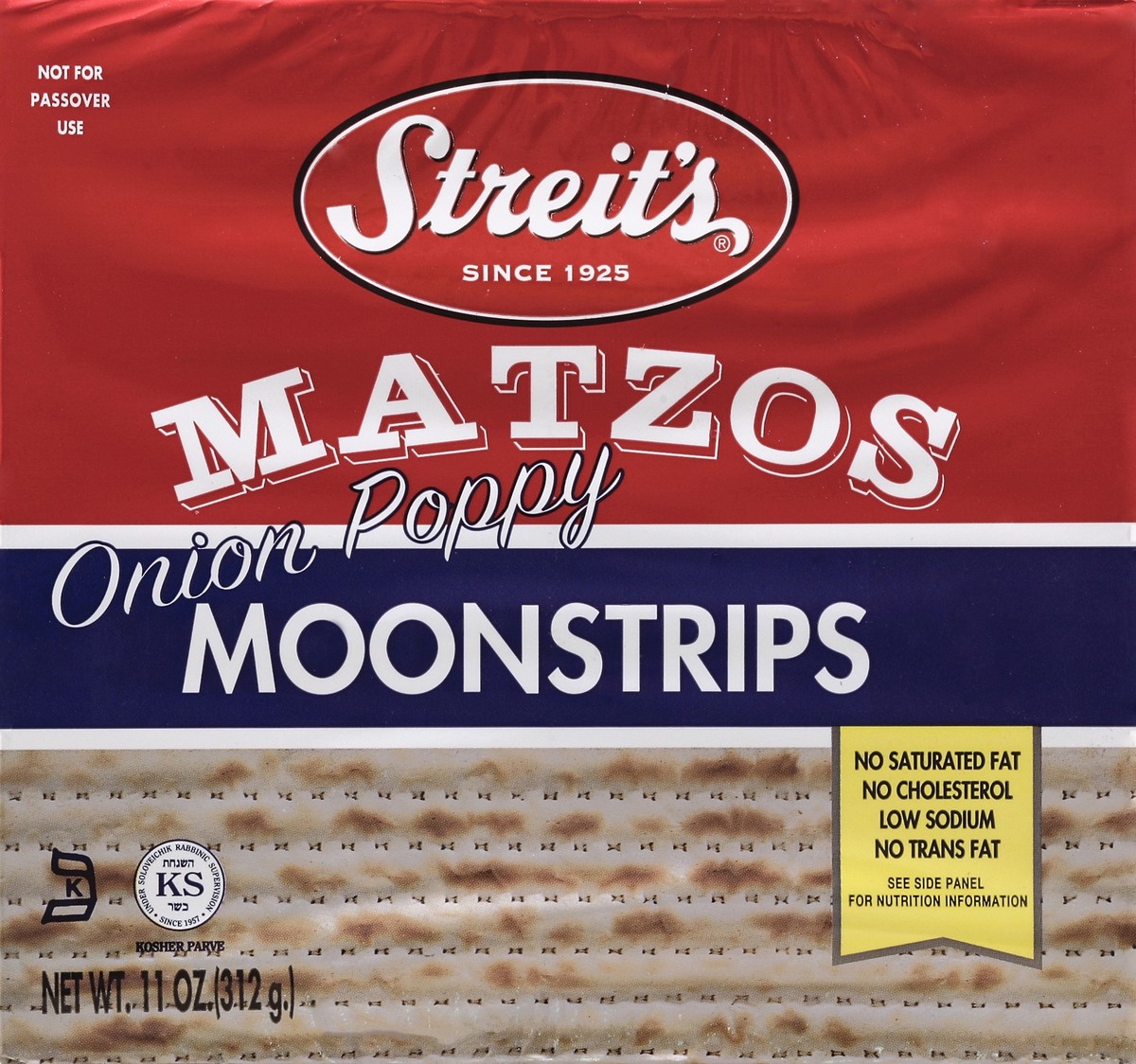 slide 1 of 5, Streit's® moonstrips, onion & poppy matzos, 11 oz