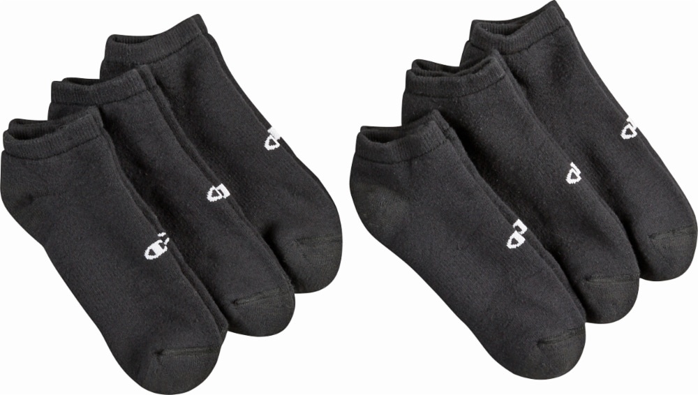 slide 1 of 1, Champion Performance Men's Low-Cut Athletic Socks - 6 Pack - Black, 10 ct