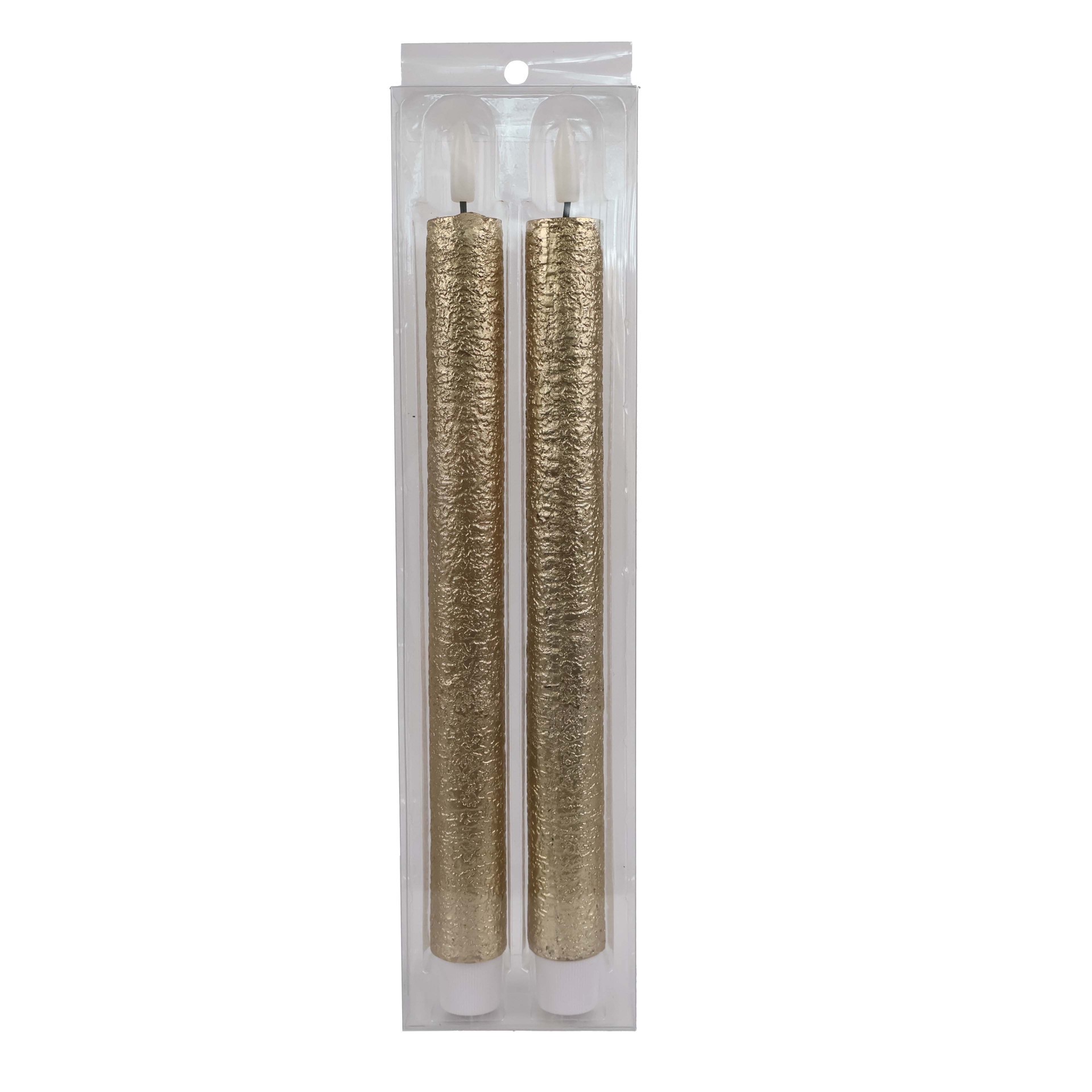 slide 2 of 4, 10.5" Gold Birch Led Wax Taper Candles, 2ct. By Ashland, 2 ct